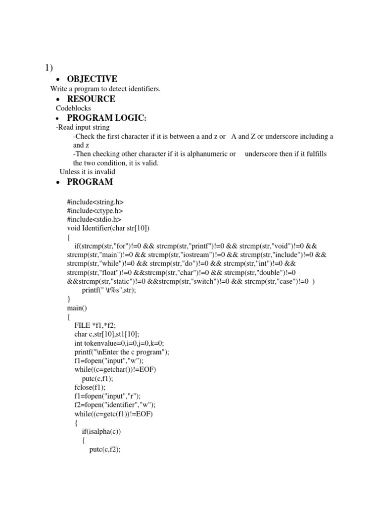 C Program for Identifiers and Constants | PDF | Computer Science ...