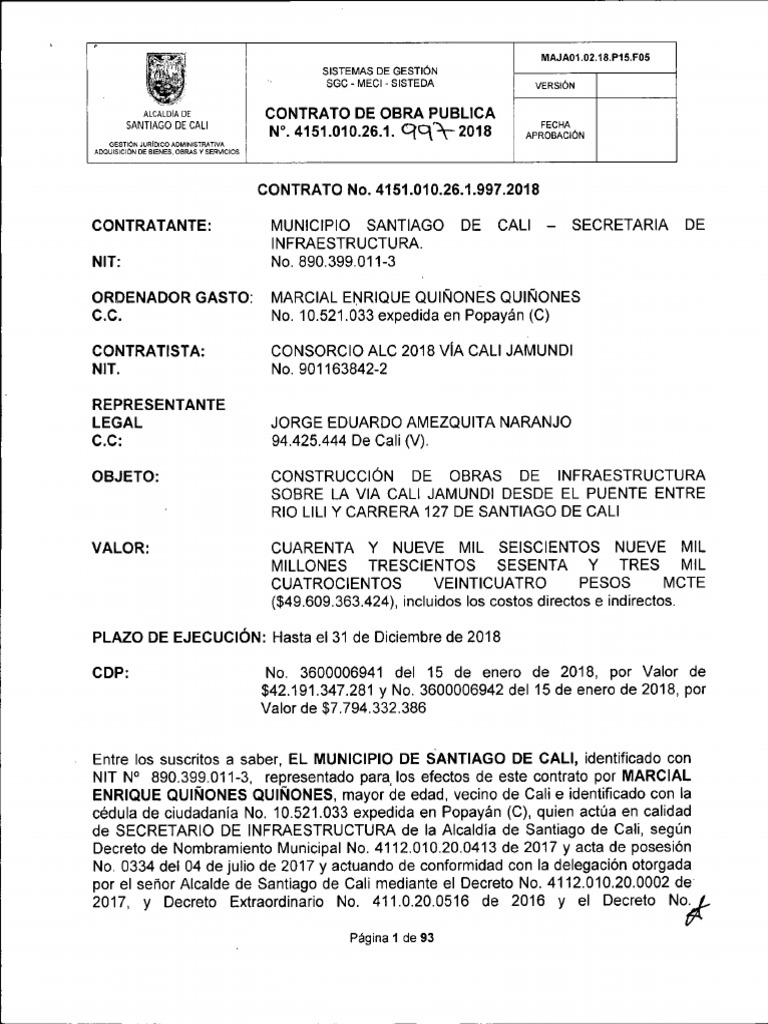 contrato de obra publica.pdf | Santiago | Software