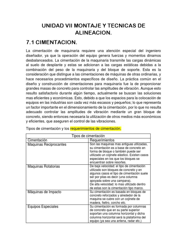 Montaje y Tecnicas de Alineacion PDF Fundación (Ingeniería) Engranaje