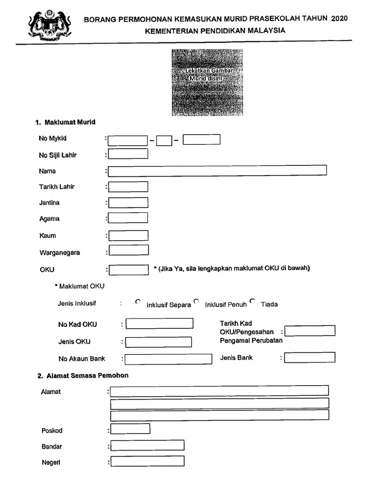 Borang Permohonan Manual Kemasukan Tahun 2020 Pdf