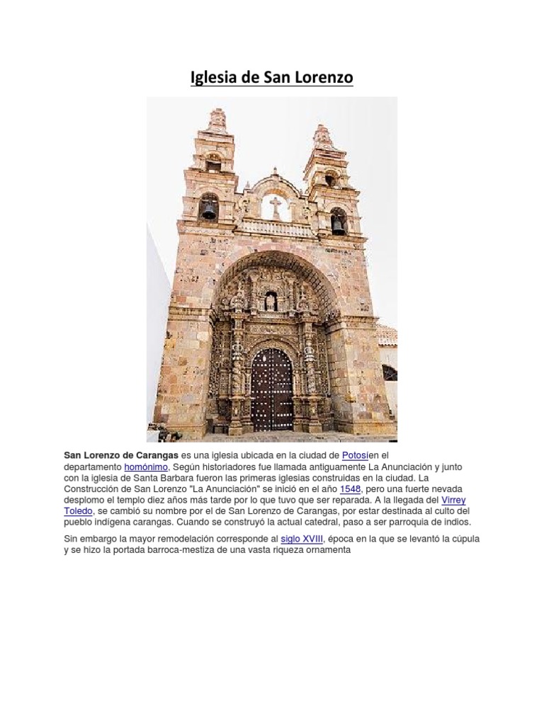 Iglesia de San Lorenzo en Potosí | PDF | Diseño arquitectonico ...