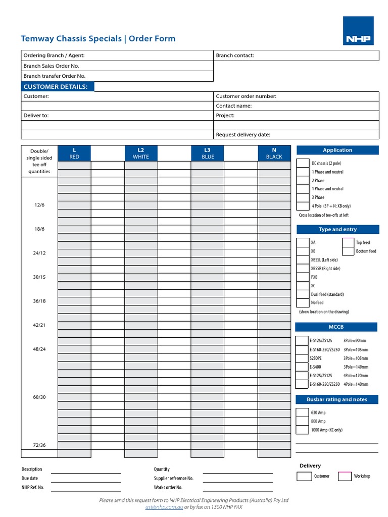 Temway Chassis Specials - Order Form: Customer Details | PDF ...