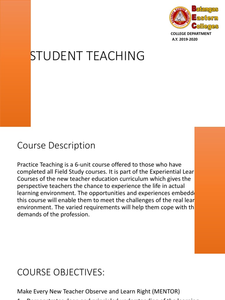 Student Teaching Course Overview 2019-2020 | PDF | Career & Growth