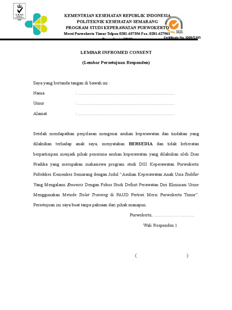 Lembar Persetujuan Informed Consent Keperawatan | PDF
