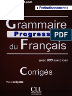Corrigés Grammaire Progressive Du Français Niveau Perfectionnement PDF