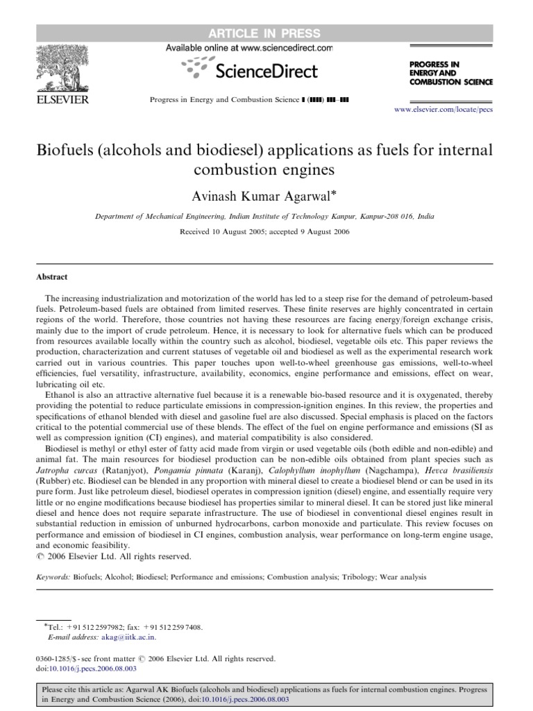 Biofuels for Internal Combustion Engines | PDF | Biofuel | Biodiesel
