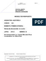 Modelo de Respuesta: Asignatura: Auditoría Ii Codigo: 692