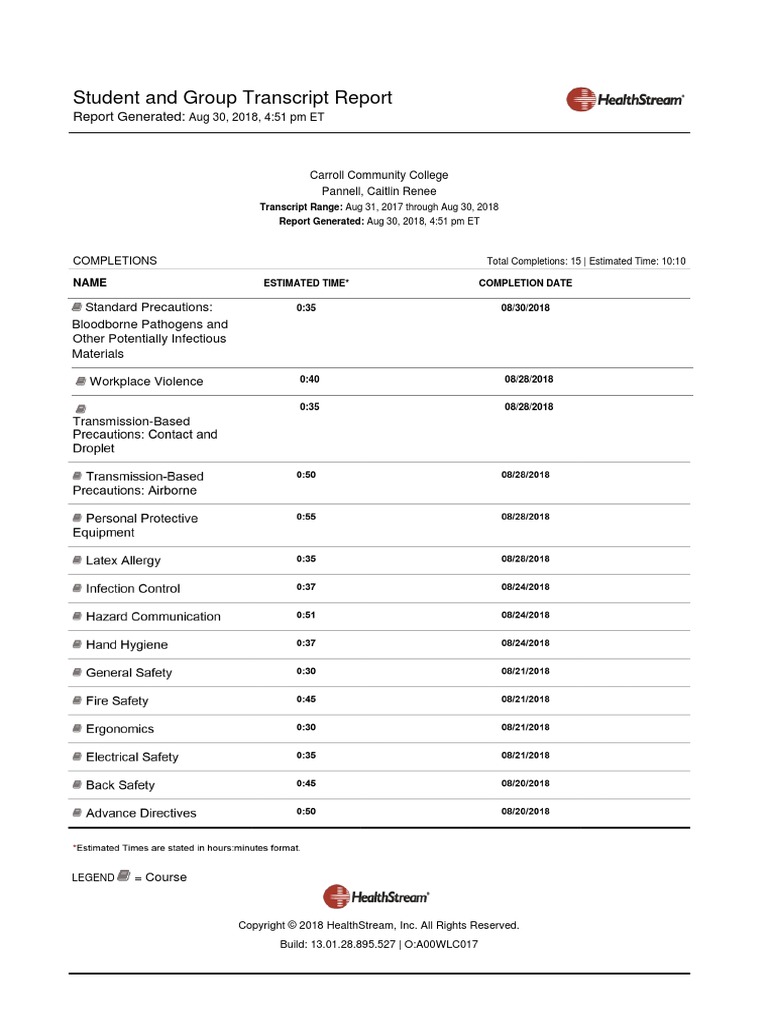Healthstream Transcript 2018 | PDF