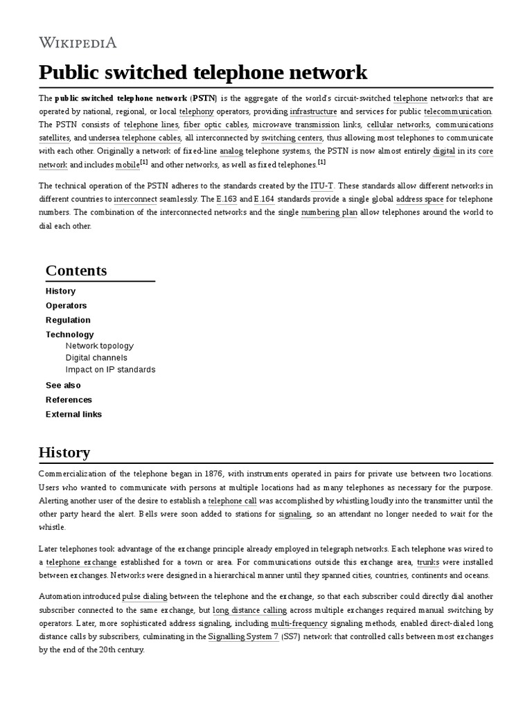 Public Switched Telephone Network Pdf Public Switched Telephone