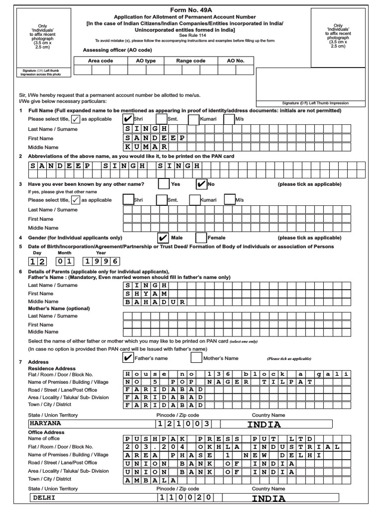 Sandeep Kumar PAN and Aadhaar Application Guide | PDF | Identity ...