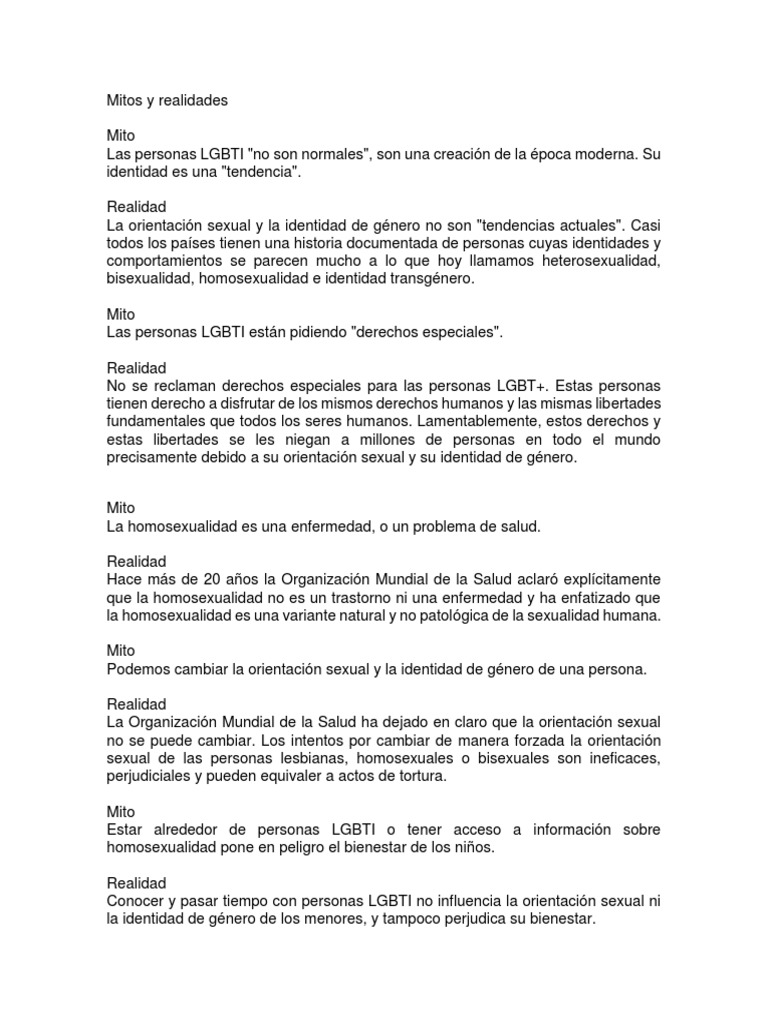 Mitos y realidades sobre la comunidad LGBTI | PDF