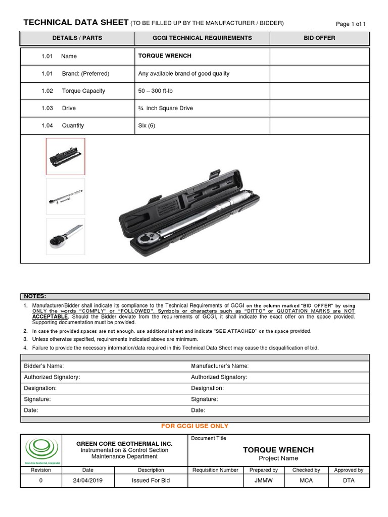 TDS - Torque Wrench | PDF | Signature | Business