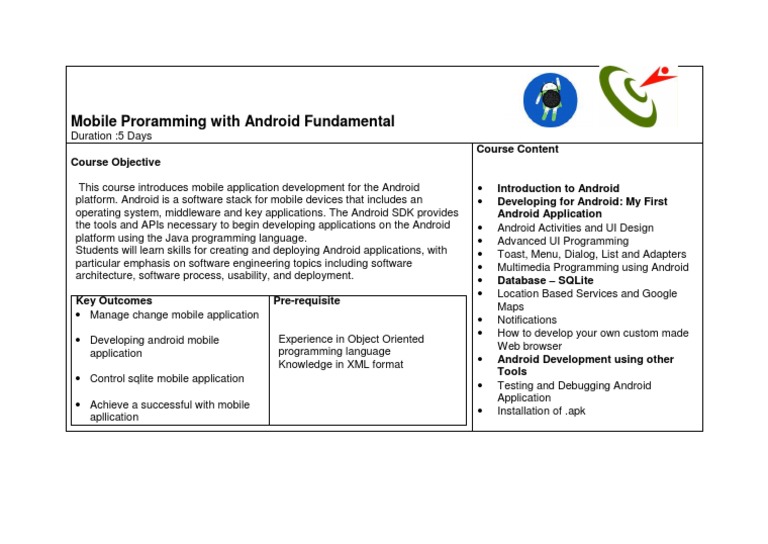 Android Mobile App Development Course | PDF | Android (Operating System ...