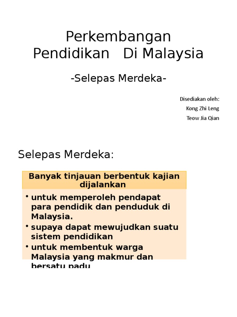 (Nota) Perkembangan Pendidikan Di Malaysia Selepas Merdeka | PDF