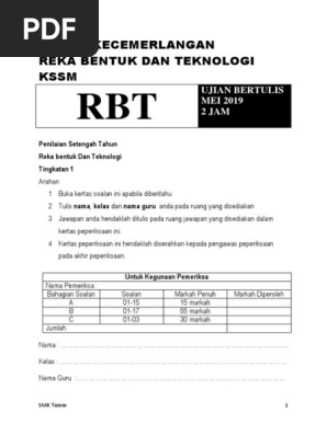 Skema Soalan Pertengahan Tahun Rbt T1 2019 Pdf