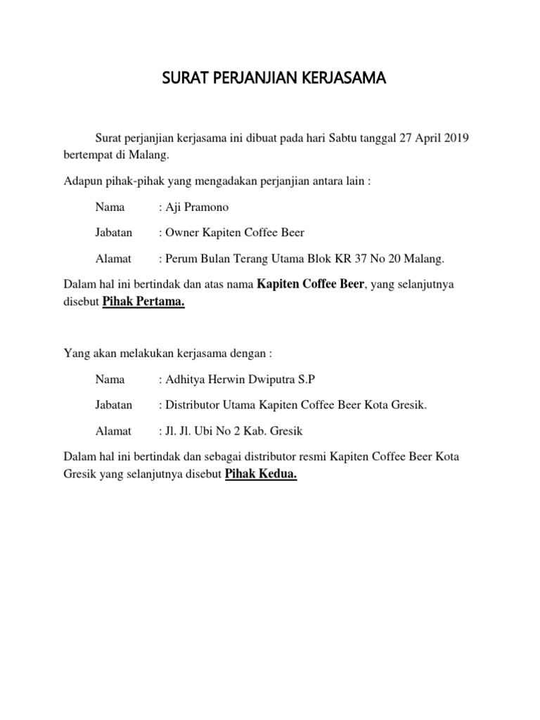 Mou Distributor Gresik | PDF