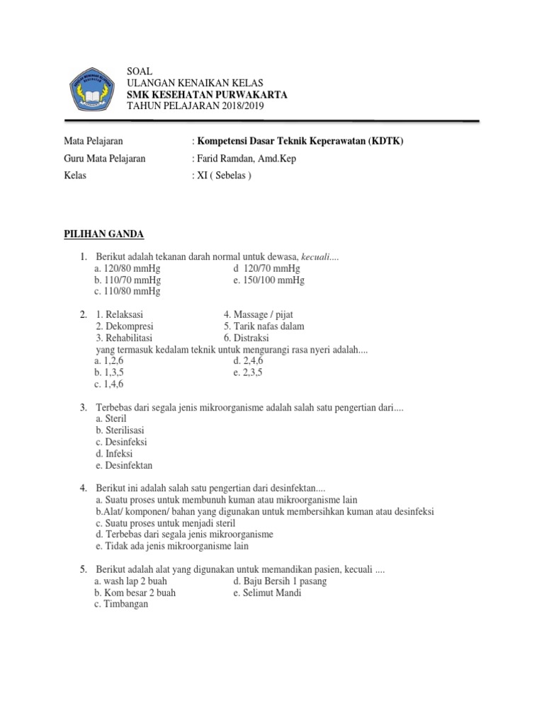 Soal Ukk Kdtk Kdm