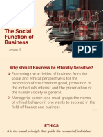 The Social Function of Business: Lesson II