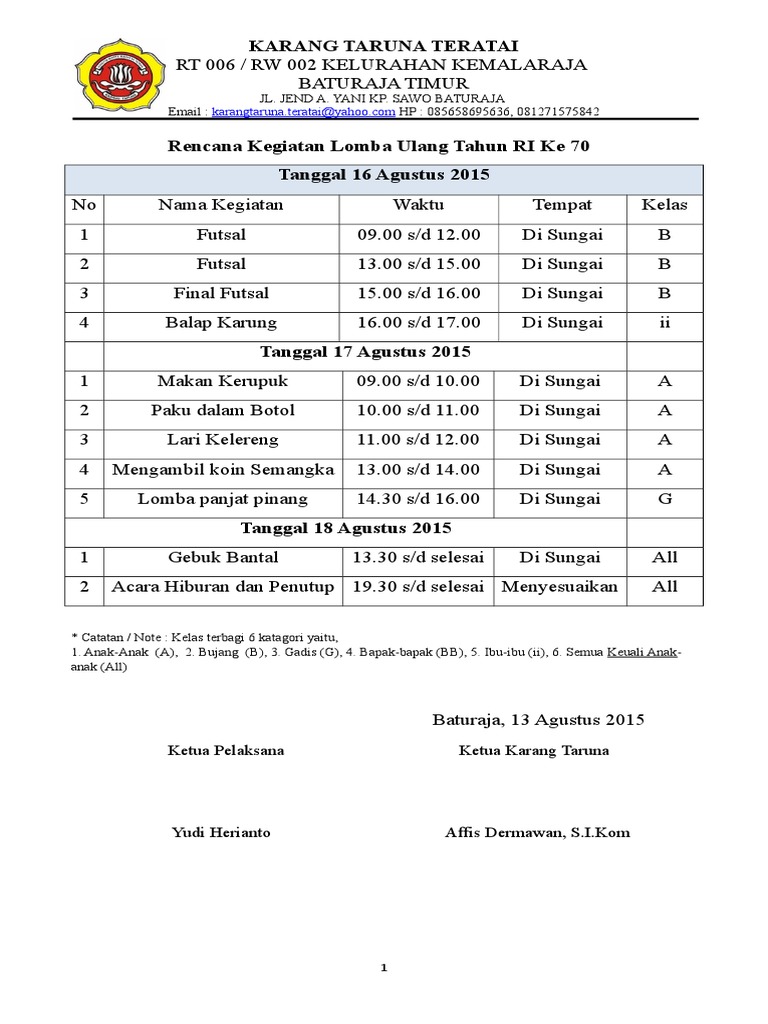 Randon Kegiatan | PDF