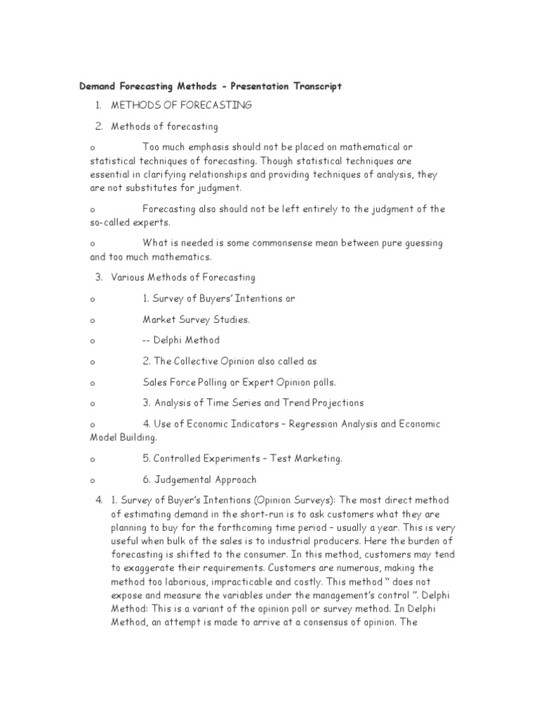Demand Forecasting Methods | PDF | Forecasting | Time Series