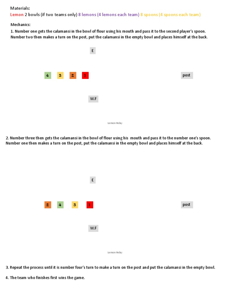 Calamansi Relay Game Instructions | PDF