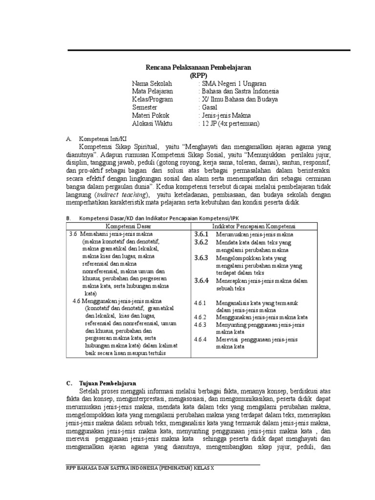 Rpp Jenis Jenis Makna