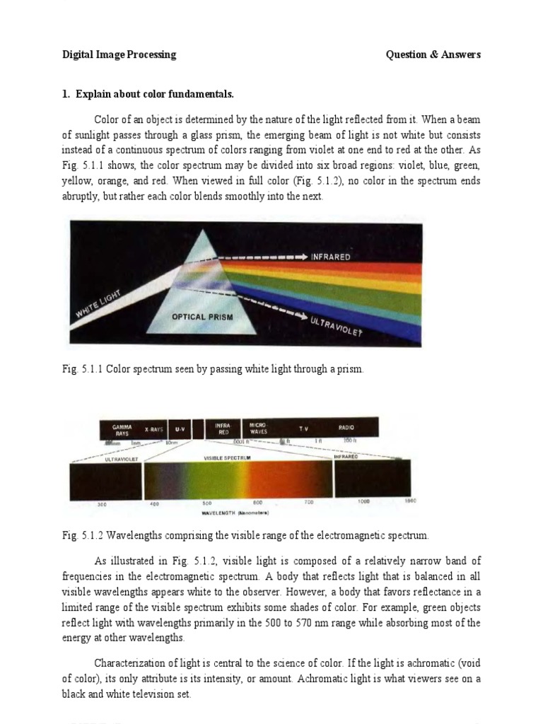 Digital Image Processing Question & Answers | PDF | Rgb Color Model | Hue