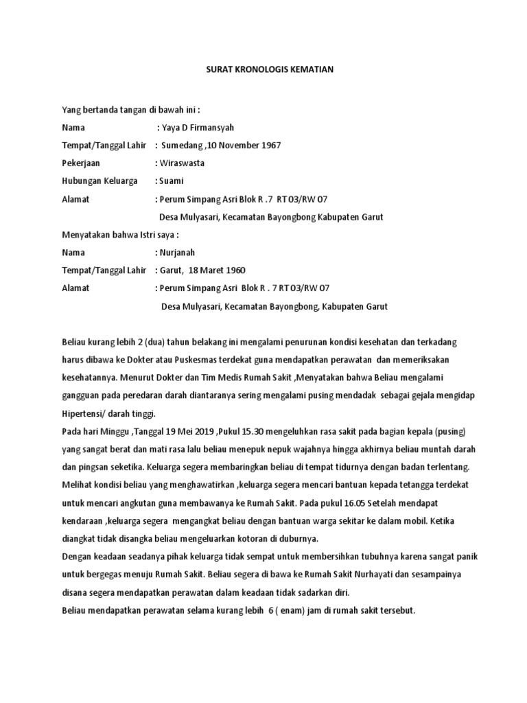 Surat Kronologis Kematian Pdf