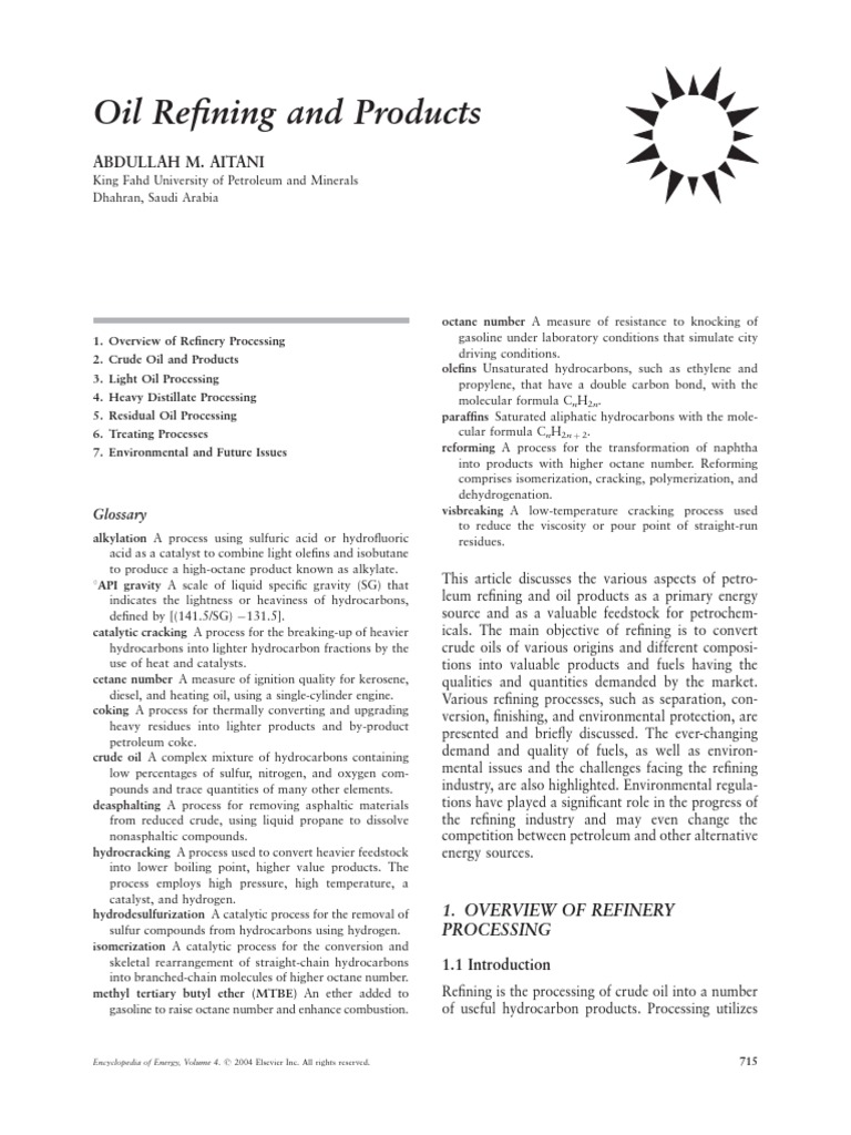 Overview of Oil Refining Products | PDF | Oil Refinery | Cracking ...