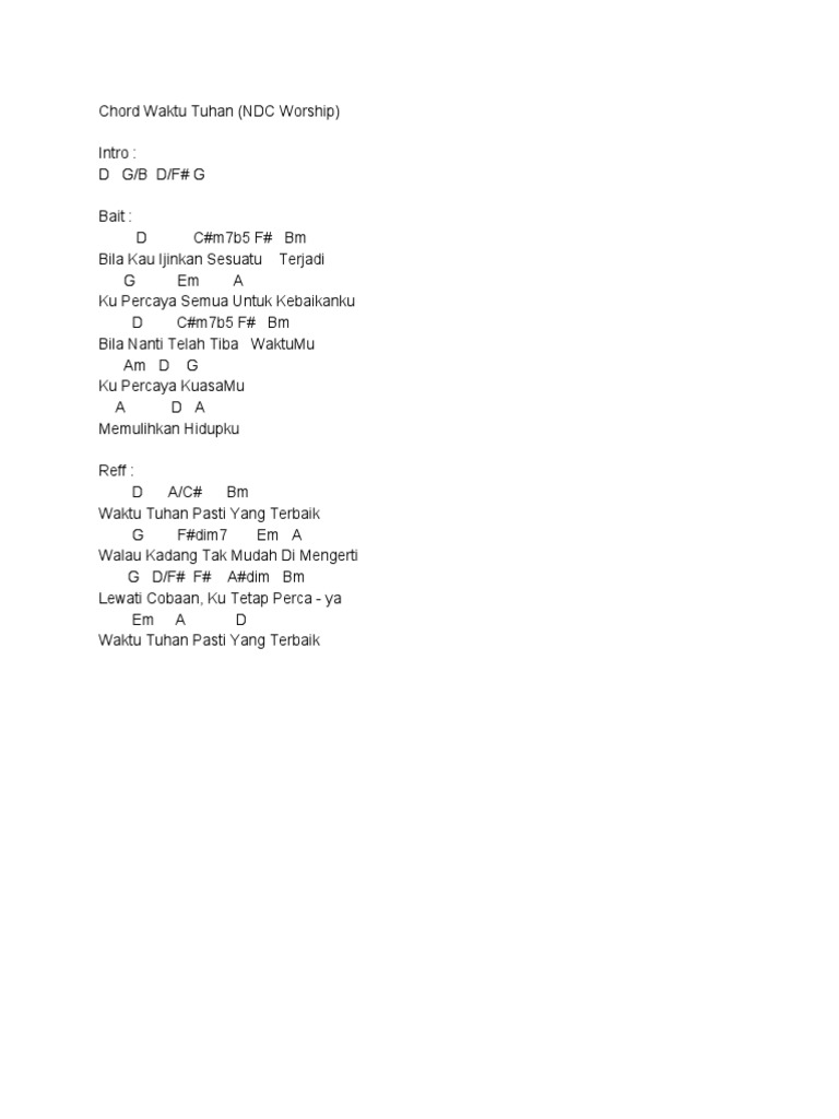 Chord Waktu Tuhan Ndc Worship Pdf