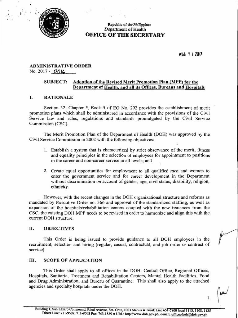 Revised Merit Promotion Plan for DOH | PDF | United States House Of ...