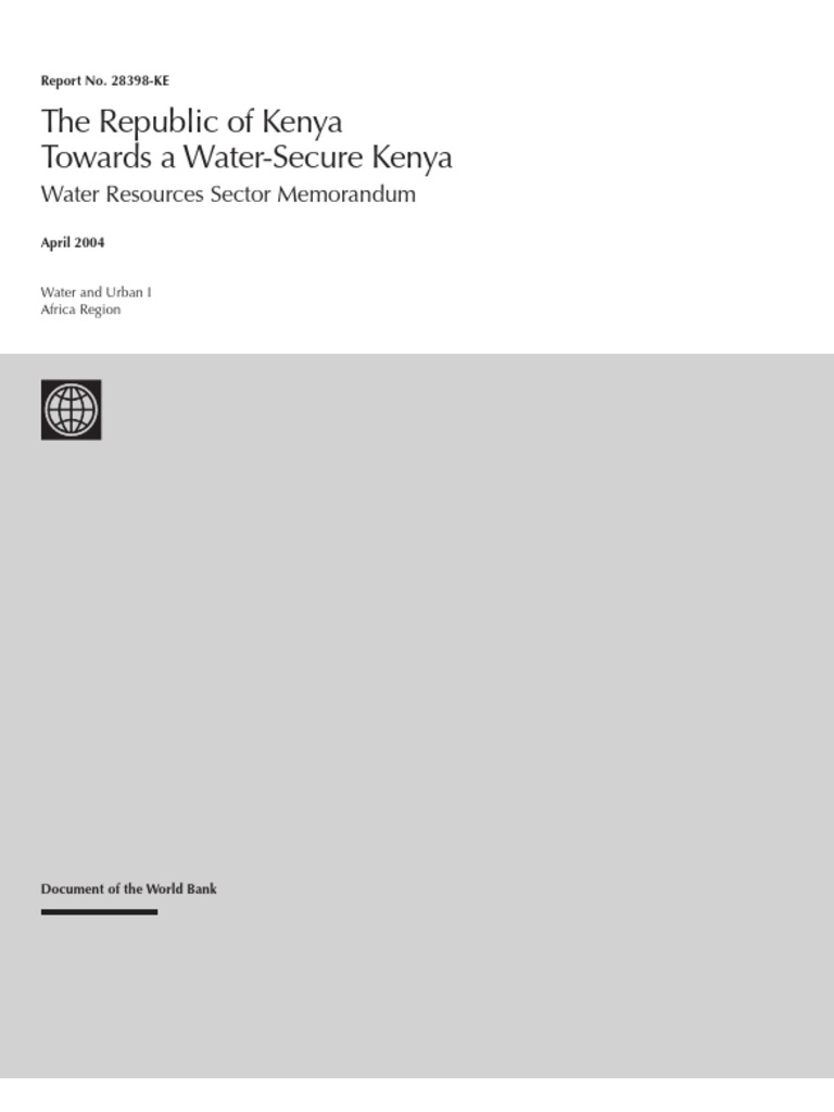 The Republic of Kenya Towards A WaterSecure Kenya Water Resources