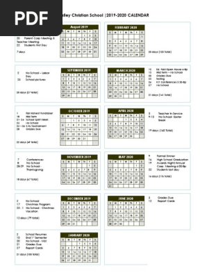 VCS 2019-2020 Calendar