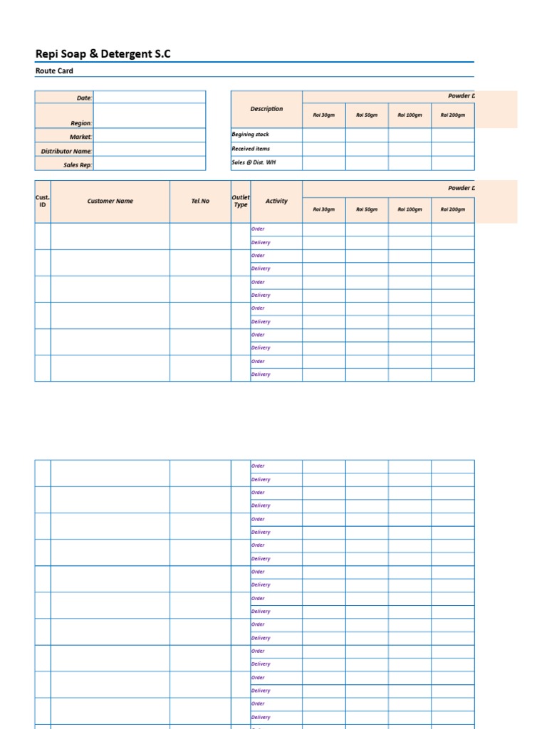Repi Soap & Detergent S.C Route Card Membrane Active Molecules