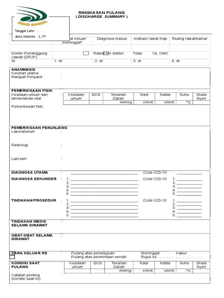 Ringkasan Pulang Pasien Medis | PDF