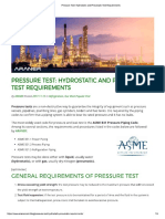 Hydrostatic and Pneumatic Test Requirements