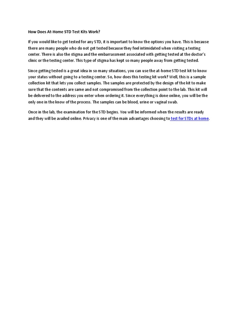 How Does AtHome STD Test Kits Work? PDF
