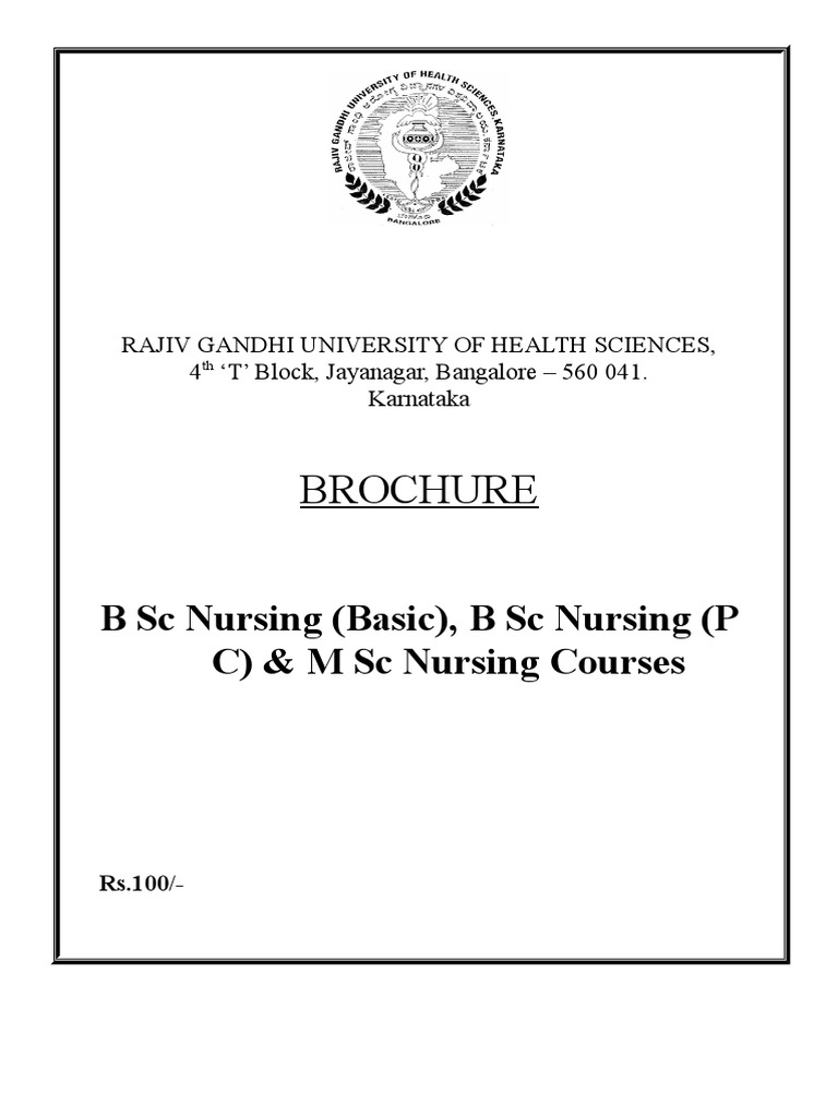 Brochure B SC Nursing (Basic), B SC Nursing (P C) & M SC Nursing