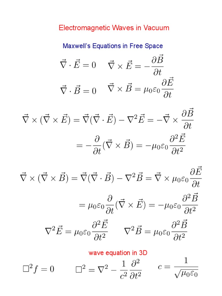 Electromagnetic Waves in Vacuum: Maxwell's Equations in Free Space | PDF