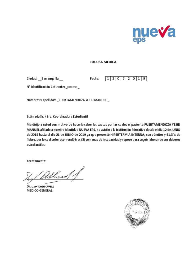 Excusas Médicas Para Imprimir Gratis Crear Orden Médica