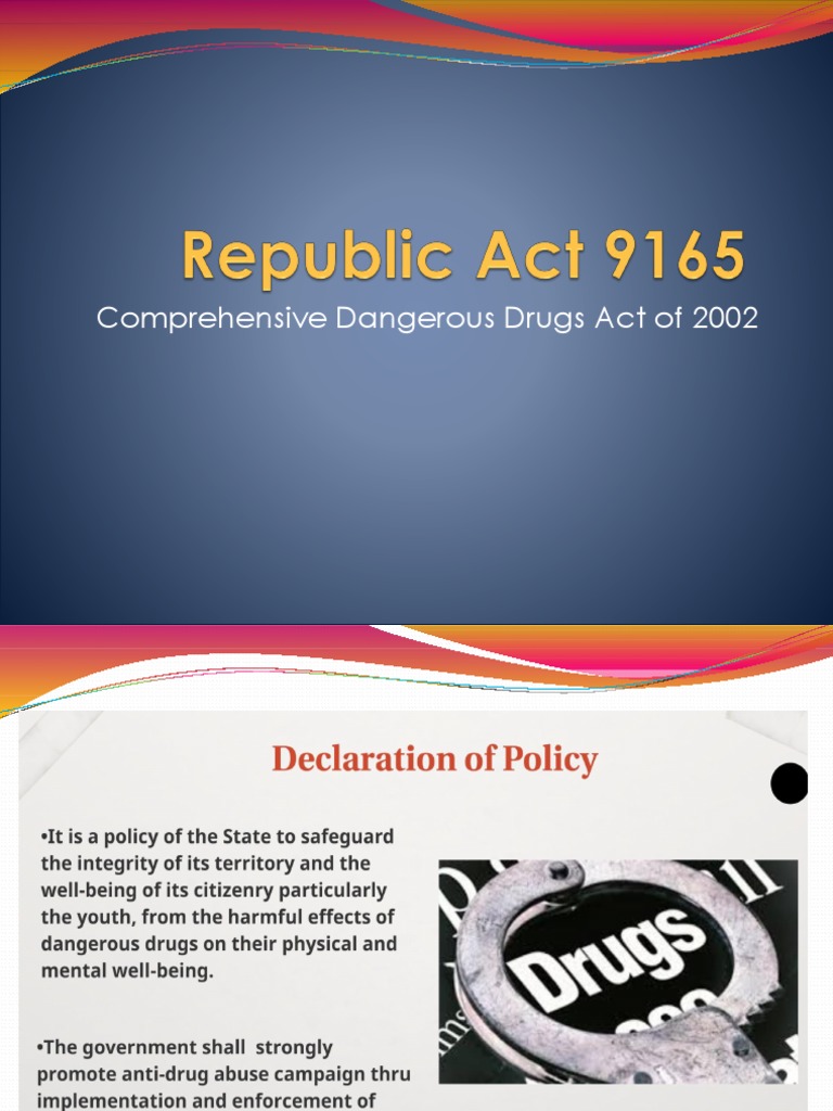 Comprehensive Dangerous Drugs Act of 2002 PDF Social Aspects Of
