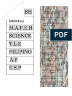 English Math M.A.P.E.H Science T.L.E Filipino A.P E.S.P