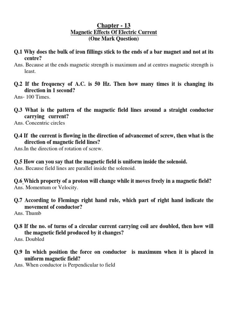 Magnetic Effects of Electric Current Explained | PDF | Magnetic Field ...