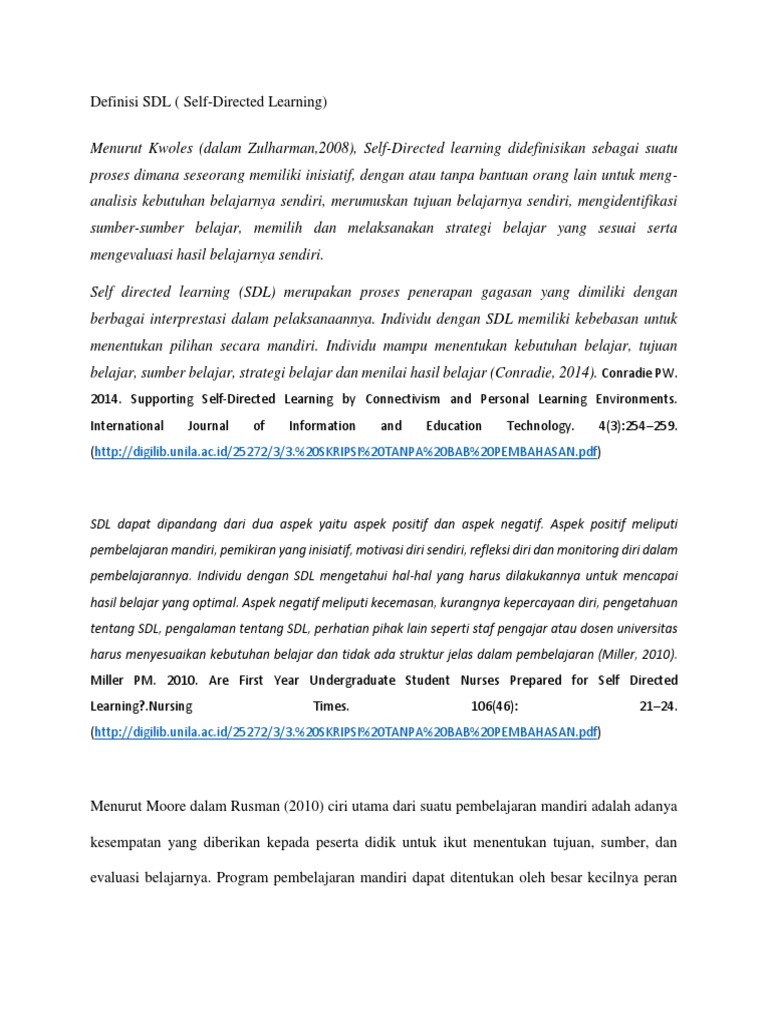 Definisi dan Prinsip Self-Directed Learning | PDF | Karier & Perkembangan