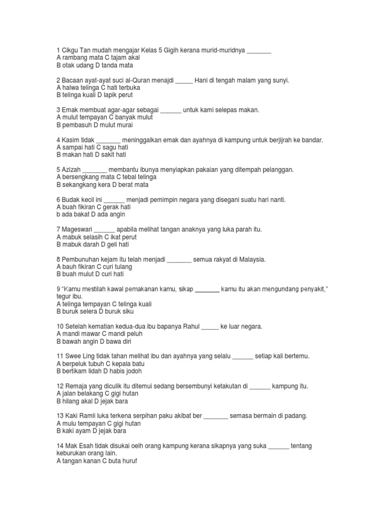 Latihan Simpulan Bahasa Docx