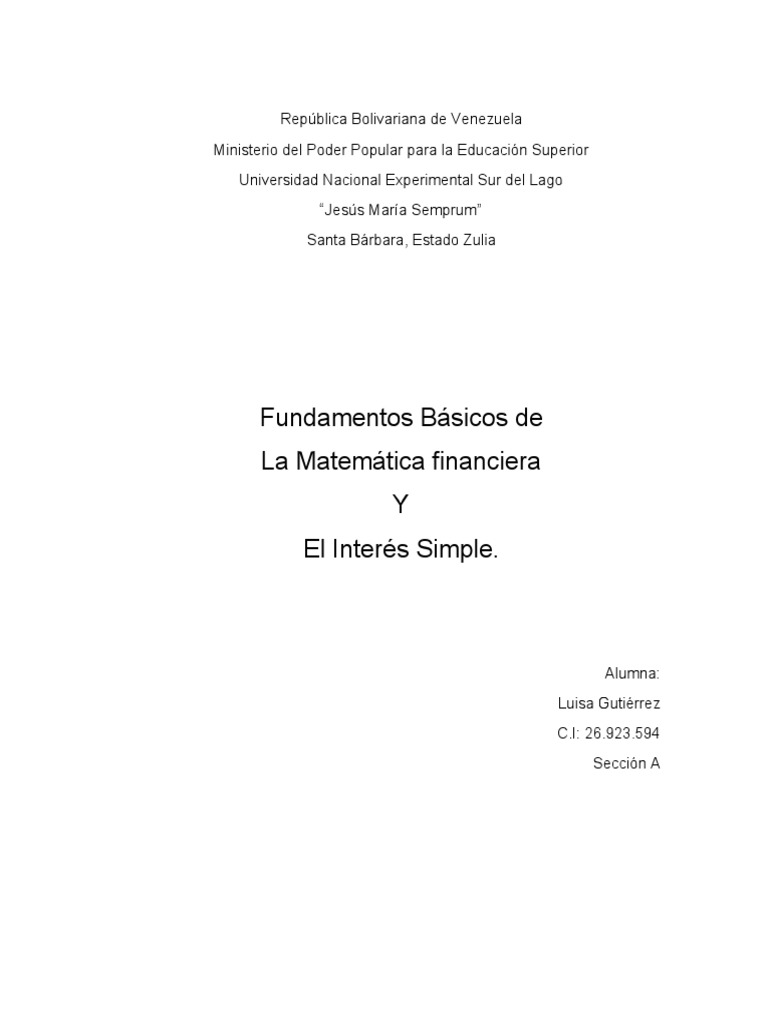 Fundamentos de Matemáticas Financieras | PDF | Finanzas Matemáticas ...