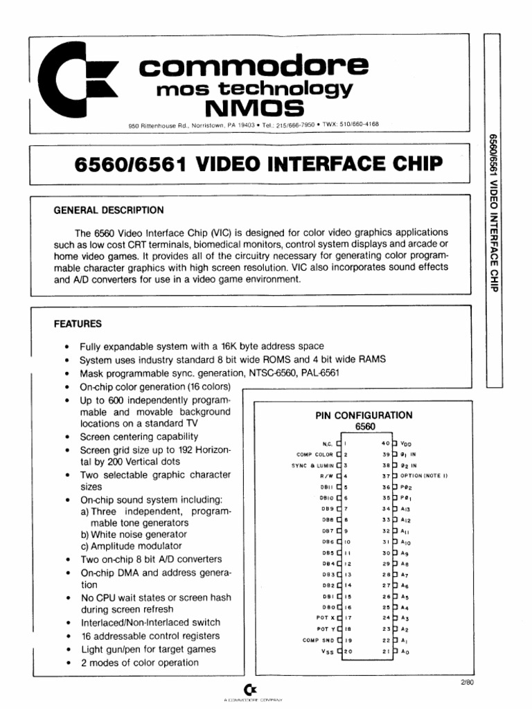 6560/6561 Video Interface Chip | PDF