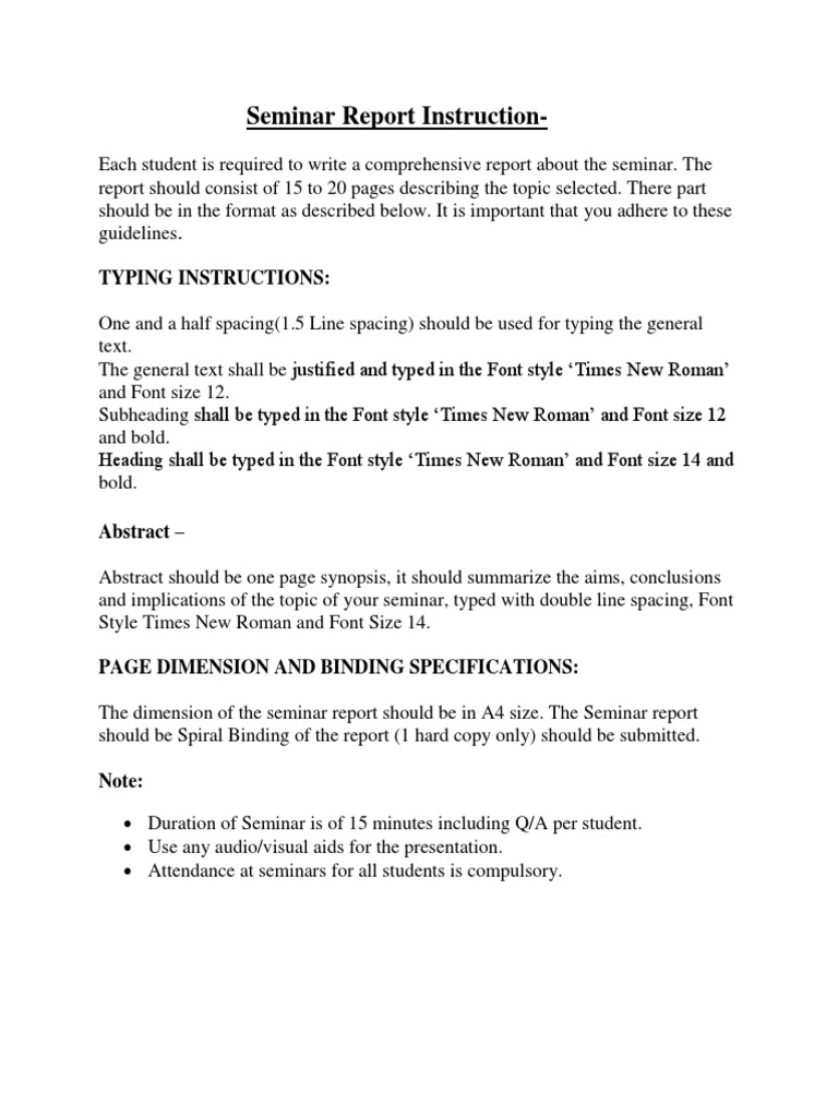 Seminar Report Instruction