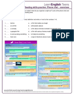 Reading Skills Practice: Phone Chat - Exercises: Preparation