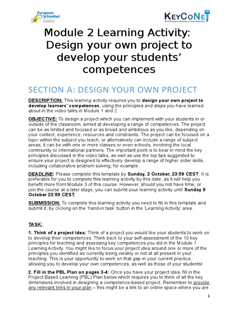 Module 2 Learning Activity Template FINAL | PDF | Project Based ...